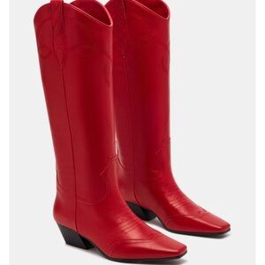 Steve Madden Red Leather Dollie Boots